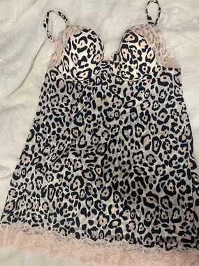 Victoria's Secret Leopard-Print Chemise in Pink and Black